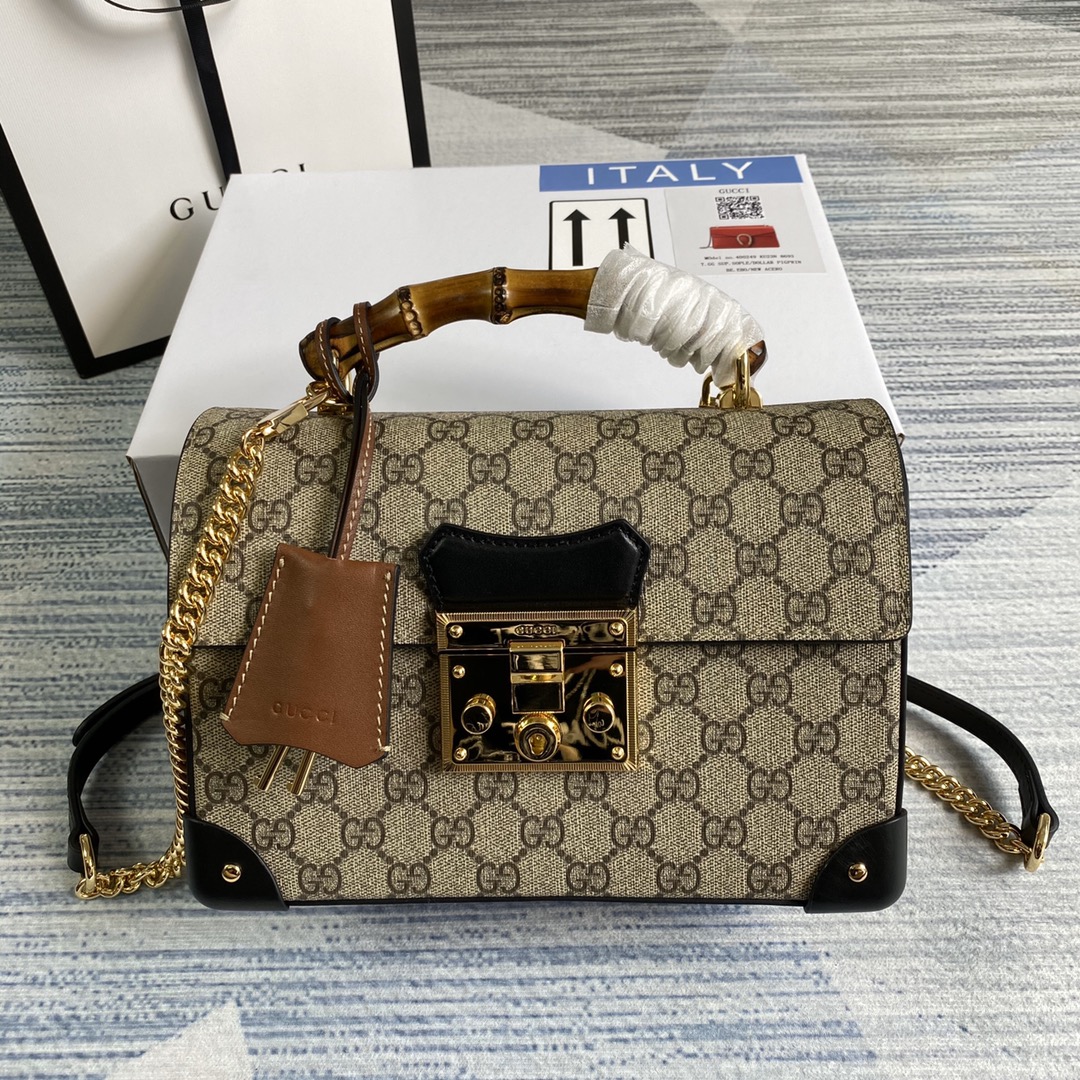 Padlock Leather Small Bamboo Shoulder Bag 603221